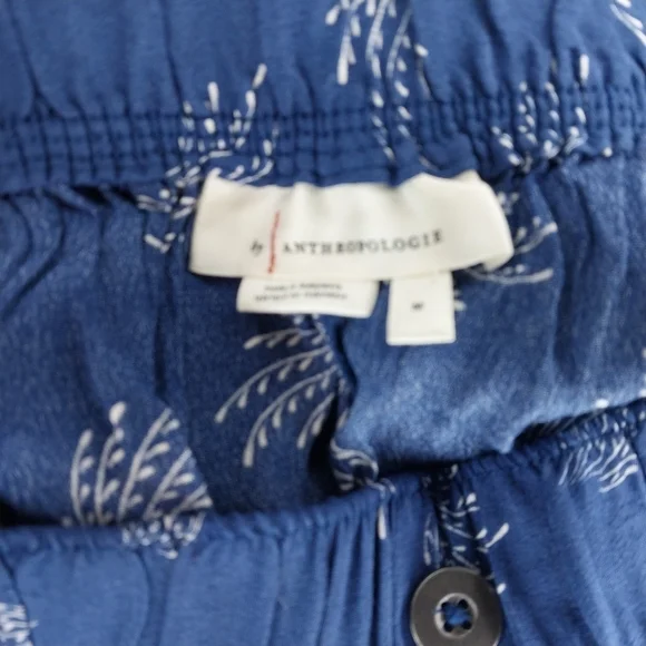 Anthropologie Odette Pants Size Med Blue Floral High Waist Tapered Joggers - Picture 13 of 13